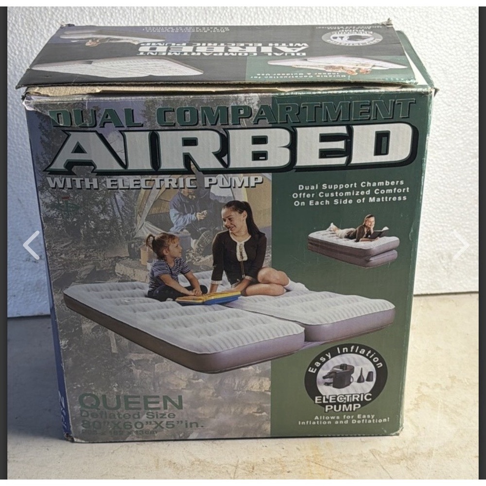 Ingear Dual Compartment Airbed W/Pump,Queen SZ 80"x60"x5" Can Double Up To Twin"